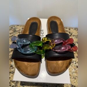 KURT GEIGER LONDON
OZARK LEATHER PADDED INSOLE SLIDE SANDALS